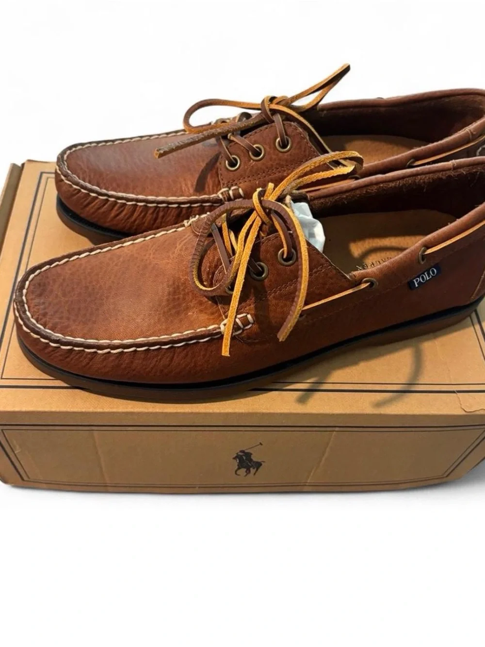 New Men’s Polo Ralph Lauren Sz 10 “Bienne” Oil Tumbled brown leather Loafer Shoe